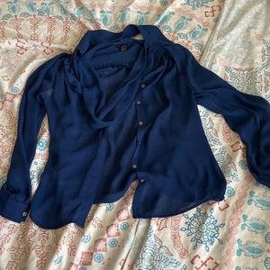 Ann Taylor petite navy button down